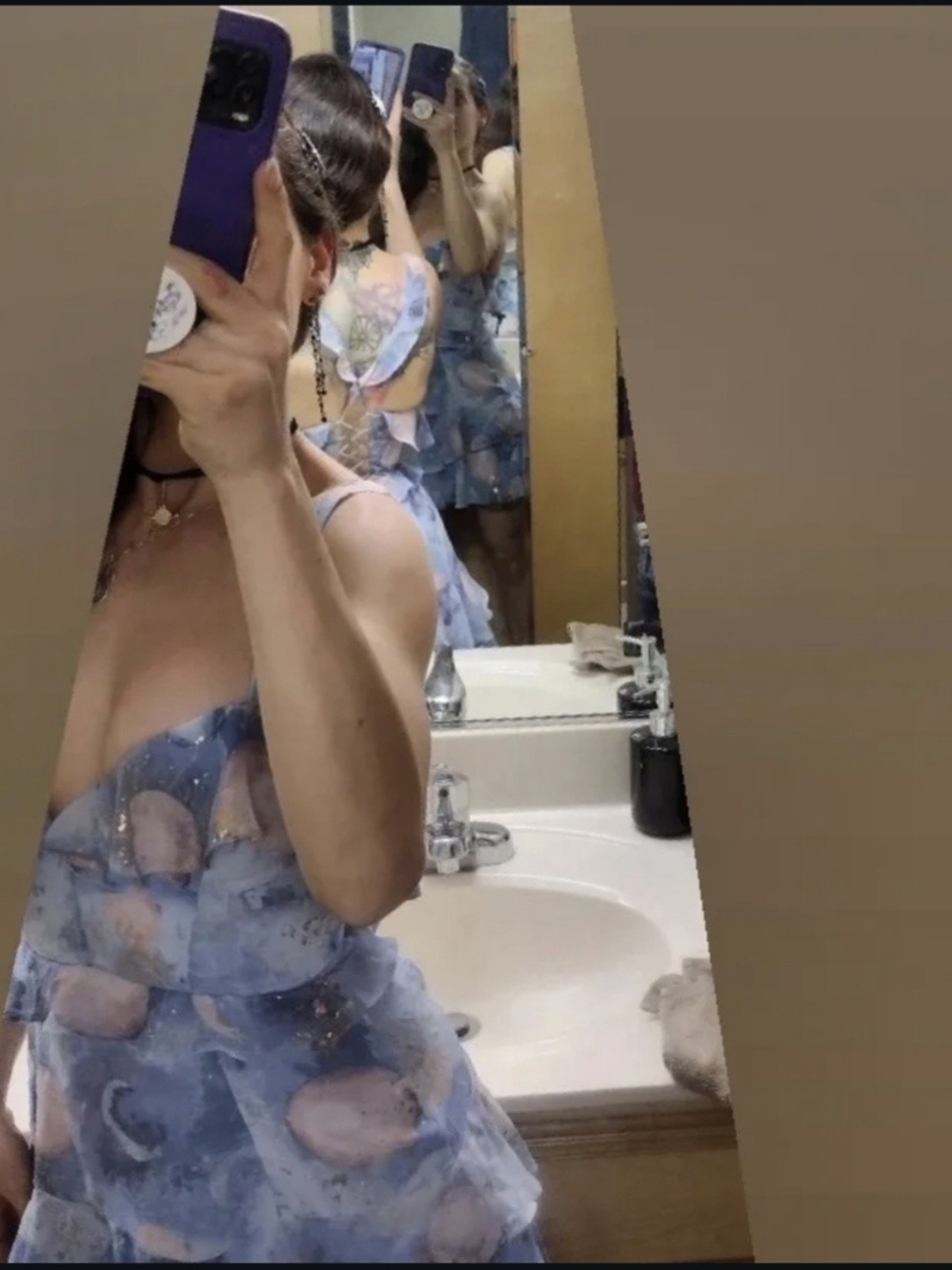 Lavender Ruffle Mini Dress - - Picture 5 of 5